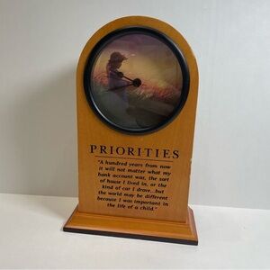 Wooden Inspirational desk clock with Quote Used. See photos for condition.